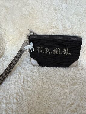 LAMB Gwen Stefani LeSportSac Black Beaded Wristlet Clutch RARE 🐑✨